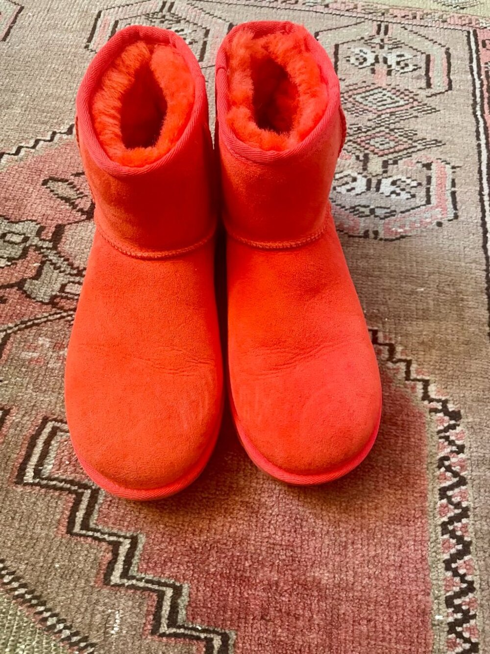 UGG Classic Short II Boots in Vibrant Red Orange - Like New W/ Box!